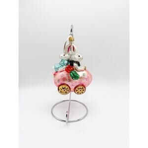 Radko easter bunny family egg‎ car ornament bunmobile New Glass Collectible